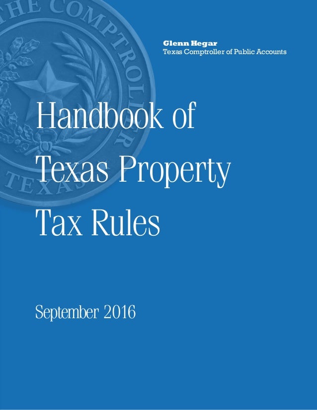 Handbook of texas property tax rules