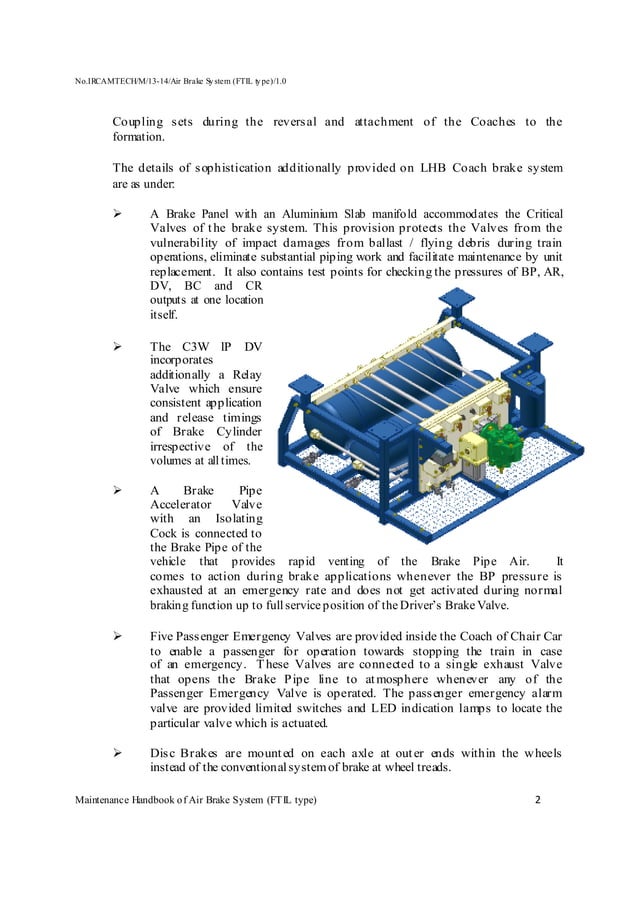 Handbook on maintenance of air brake system in lhb coaches (ftil type) PDF
