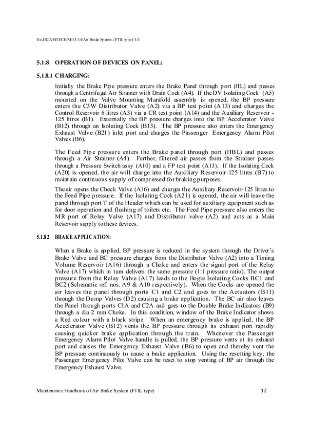 Handbook on maintenance of air brake system in lhb coaches (ftil type
