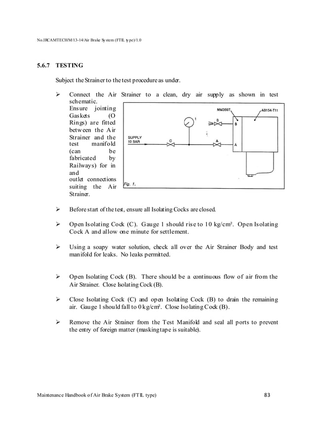Handbook on maintenance of air brake system in lhb coaches (ftil type