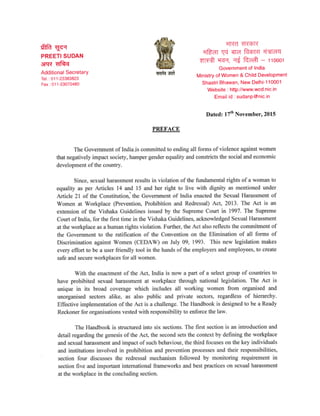 Handbook on sexual harassment of women at workplace | PDF
