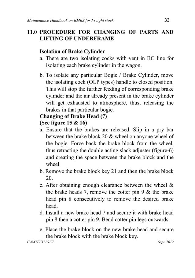 Handbook on bogie mounted brake system on freight stock PDF