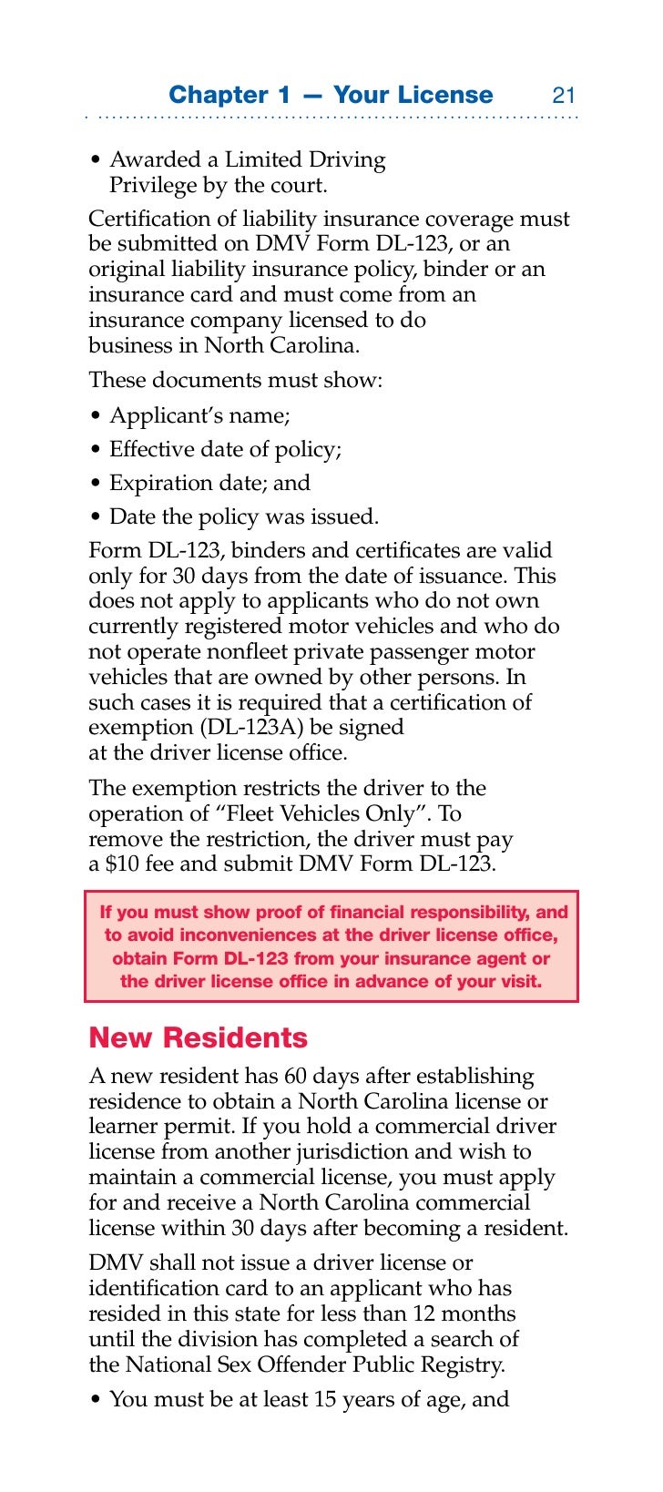 handbooks ncdl english dl 123 insurance form