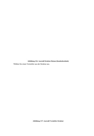 Abbildung 116: Auswahl Struktur-Datum (Kundenbestände)
Wählen Sie einen Vermittler aus der Struktur aus.




                          Abbildung 117: Auswahl Vermittler-Struktur
 