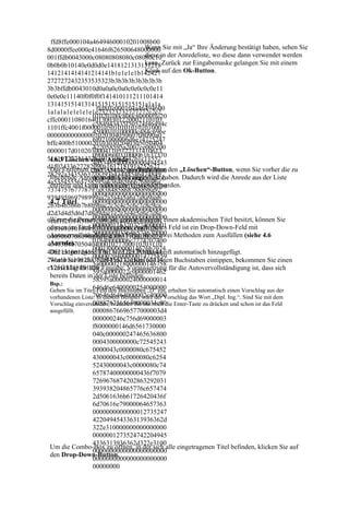 ffd8ffe000104a46494600010201008b00
8d0000ffee000e41646f626500648000000 Sie mit „Ja“ Ihre Änderung bestätigt haben, sehen Sie
                                        Wenn
001ffdb0043000c08080808080c08080c10 der Anredeliste, wo diese dann verwendet werden
                                        diese in
0b0b0b10140e0d0d0e1418121313131218 Zurück zur Eingabemaske gelangen Sie mit einem
                                        kann.
1412141414141214141b1e1e1e1b142427 auf den Ok-Button.
                                        Klick
2727272432353535323b3b3b3b3b3b3b3b
3b3bffdb0043010d0a0a0c0a0c0e0c0c0e11
0e0e0e11140f0f0f0f141410111211101414
13141515141314151515151515151a1a1a
                    ffd8ffe000104a46494600
1a1a1a1e1e1e1e1e232323232727272c2c2
                  01020100c800c80000ffe20
cffc0001108016401300301220002110103
                  c584943435f50524f46494c
1101ffc4001f00000105010101010101000
                  4500010100000c484c696e
00000000000000102030405060708090a0
                  6f021000006d6e74725247
bffc400b510000201030302040305050404
                  422058595a2007ce000200
0000017d01020300041105122131410613
                  0900060031000061637370
516107227114328191a1082342b1c11552
 4.6.3 Löschen einer Anrede
                  4d53465400000000494543
d1f02433627282090a161718191a252627 den „Löschen“-Button, wenn Sie vorher die zu
 Das Entfernen einer Anrede geschieht über
                  2073524742000000000000
28292a3435363738393a43444546474849 haben. Dadurch wird die Anrede aus der Liste
 löschende Anrede in der Liste angeklickt
                  0000000000000000f6d600
4a535455565758595a636465666768696awerden.
 entfernt und kann nicht mehr verwendet
                  0100000000d32d48502020
737475767778797a838485868788898a92
                  0000000000000000000000
939495969798999aa2a3a4a5a6a7a8a9aab
 4.7 Titel        0000000000000000000000
2b3b4b5b6b7b8b9bac2c3c4c5c6c7c8c9ca
                  0000000000000000000000
d2d3d4d5d6d7d8d9dae1e2e3e4e5e6e7e8e
                  0000000000000000000000
9eaf1f2f3f4f5f6f7f8f9faffc4001f01000301 einen akademischen Titel besitzt, können Sie
 Wenn die Person, die Sie gerade anlegen,
                  0000001163707274000001
0101010101010101000000000000010203 Feld ist ein Drop-Down-Feld mit
 diesen im Titel-Feld eingeben. Auch dieses
                  5000000033646573630000
 Autovervollständigung und bietet Ihnen zwei Methoden zum Ausfüllen (siehe 4.6
0405060708090a0bffc400b511000201020
 Anrede).         01840000006c7774707400
4040304070504040001027700010203110
                  0001f000000014626b7074
 Der eingetragene Titel wird der Postanschrift automatisch hinzugefügt.
4052131061241510761711322328108144
                  0000020400000014725859
291a1b1c109233352f0156272d10a162434
 Wenn Sie in das Titel-Feld klicken und einen Buchstaben eintippen, bekommen Sie einen
                  5a00000218000000146758
e125f11718191a26 Eingabe. Voraussetzung für die Autovervollständigung ist, dass sich
 Vorschlag für Ihre
                  595a0000022c0000001462
 bereits Daten in der Liste befinden.
                  58595a0000024000000014
 Bsp.:
                  646d6e6400000254000000
 Geben Sie im Titel-Feld den Buchstaben „D“ ein, erhalten Sie automatisch einen Vorschlag aus der
                  70646d6464000002c40000
 vorhandenen Liste. In diesem Beispiel wäre der Vorschlag das Wort „Dipl. Ing.“. Sind Sie mit dem
                  0088767565640000034c00
 Vorschlag einverstanden, brauchen Sie nur noch die Enter-Taste zu drücken und schon ist das Feld
 ausgefüllt.      00008676696577000003d4
                  000000246c756d69000003
                  f8000000146d6561730000
                  040c000000247465636800
                  0004300000000c72545243
                  0000043c0000080c675452
                  430000043c0000080c6254
                  52430000043c0000080c74
                  65787400000000436f7079
                  7269676874202863292031
                  393938204865776c657474
                  2d5061636b61726420436f
                  6d70616e79000064657363
                  0000000000000012735247
                  422049454336313936362d
                  322e310000000000000000
                  0000001273524742204945
                  4336313936362d322e3100
 Um die Combo-Box zu öffnen, in der sich alle eingetragenen Titel befinden, klicken Sie auf
                  0000000000000000000000
 den Drop-Down-Button.
                  0000000000000000000000
                  00000000
 
