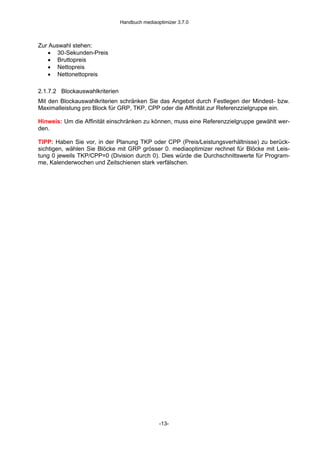 Handbuch Mediaoptimizer 3.7.0