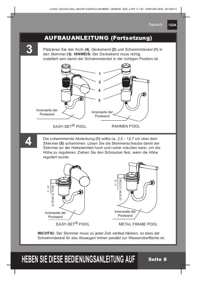 Handbuch skimmer Intex Pool Shop