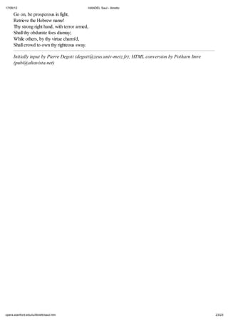 Handel saul libretto | PDF