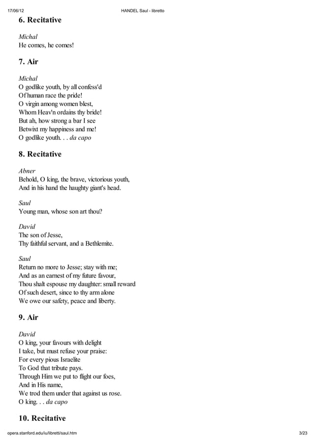 Handel saul libretto | PDF
