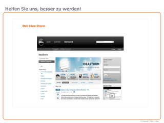 Helfen Sie uns, besser zu werden!


       Dell Idea Storm




                                    © Copyright Cohen + West
 