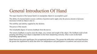 Hand functions in children and occupational therapy role | PPTX