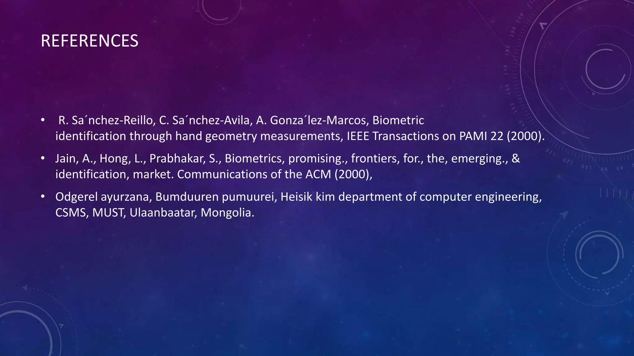 Hand geometry recognition | PPTX