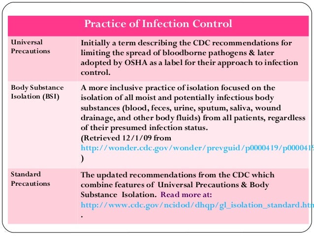 Cdc Standard Precautions Chart
