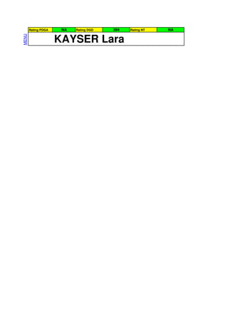 Rating PDGA    NA   Rating DGD   394   Rating NT   NA
MENU



                     KAYSER Lara
 
