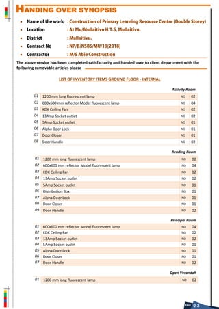 Document for Handing over the building | PDF