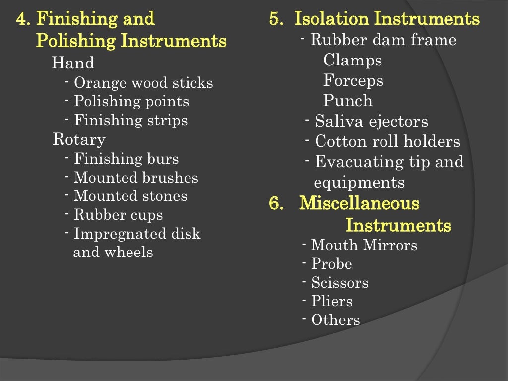 Hand instruments in operative dentistry
