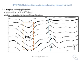 JPTC, WSS, Sketch and interpret map and drawing handout for level I
Prepared by Eng Shuaib Muhumed 22
A ridge on a topogr...