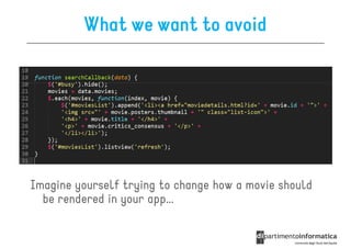 What we want to avoid




Imagine yourself trying to change how a movie should
  be rendered in your app...
 