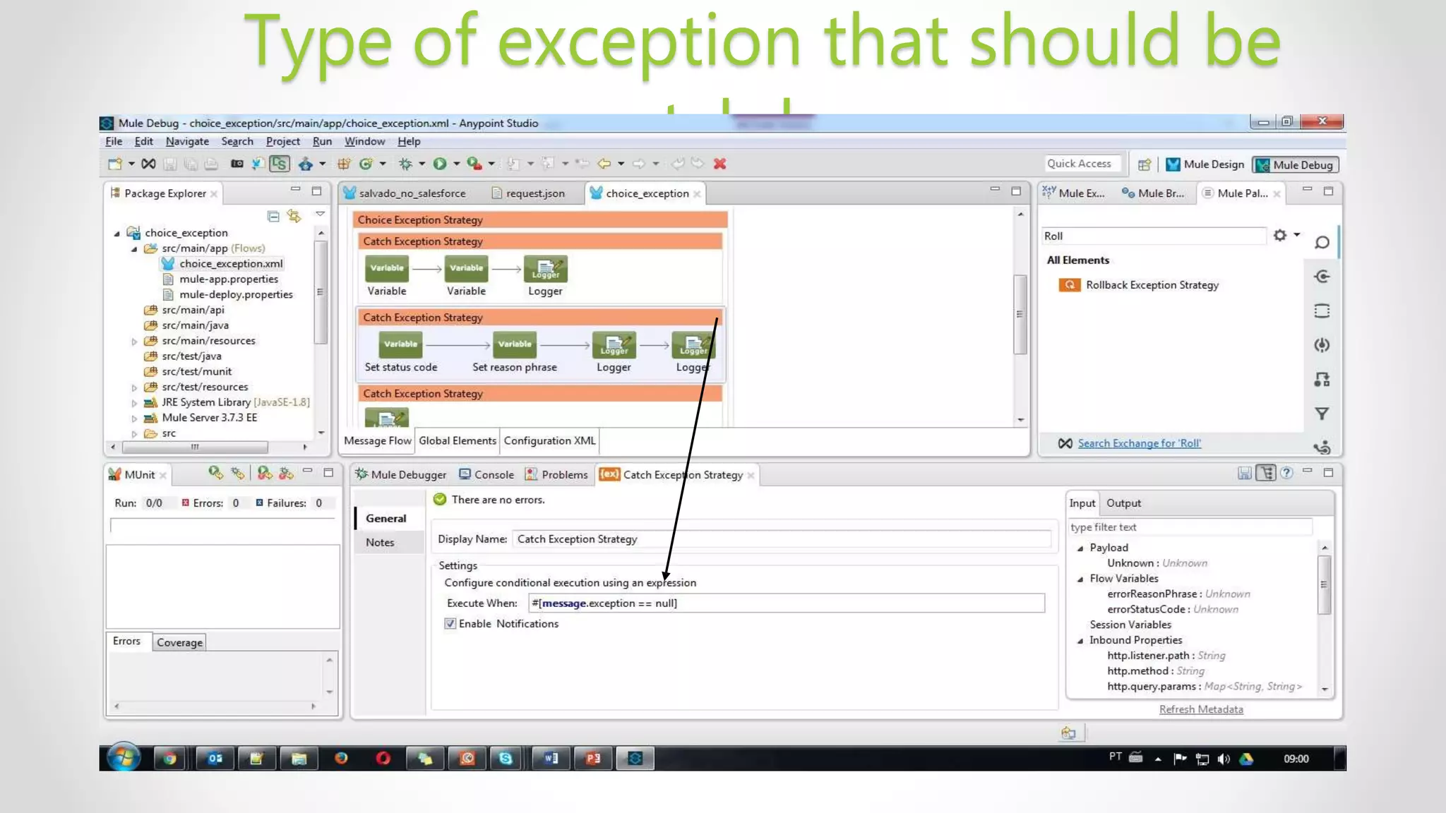 Type of exception that should be
catch here: