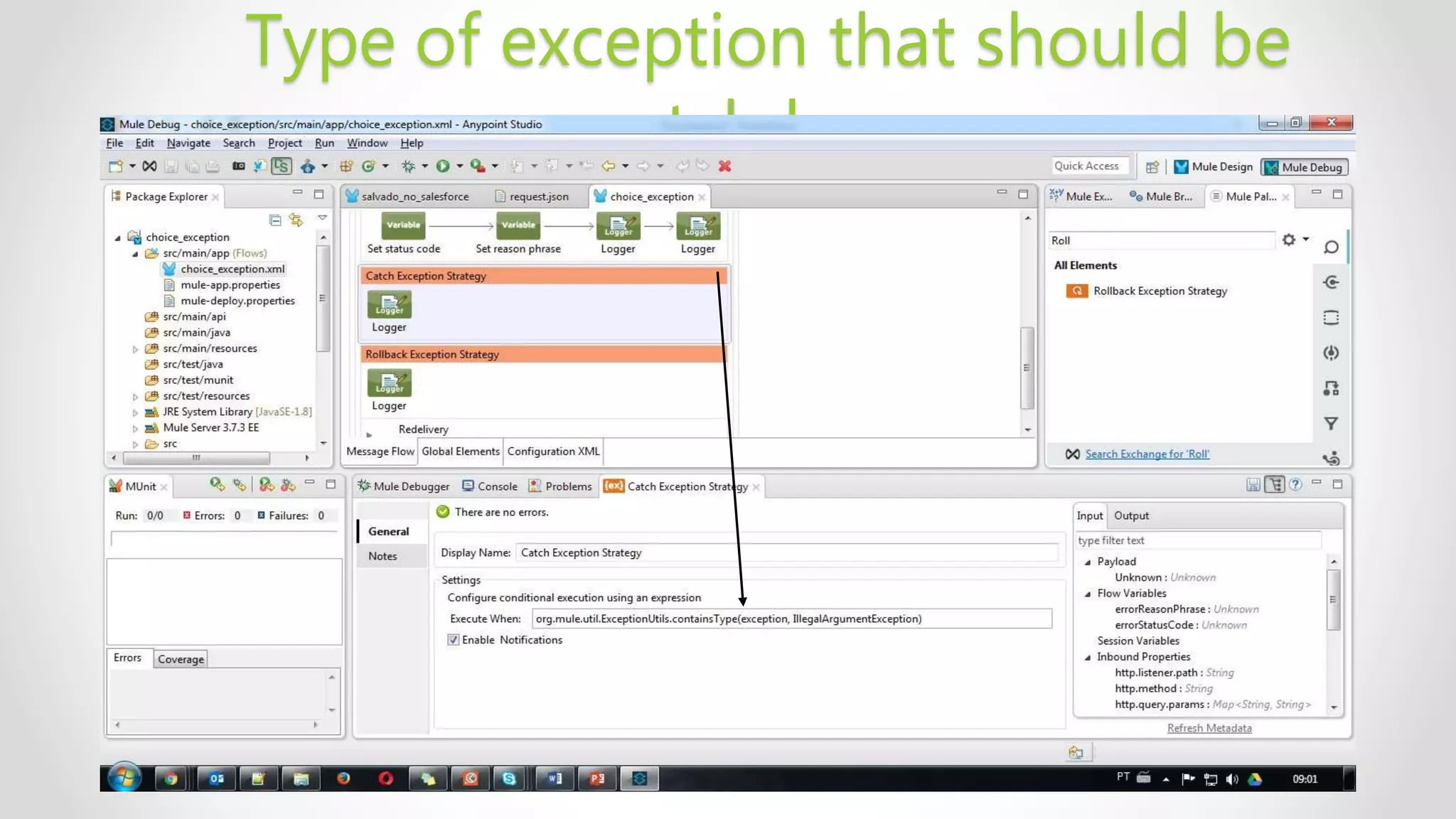 Type of exception that should be
catch here: