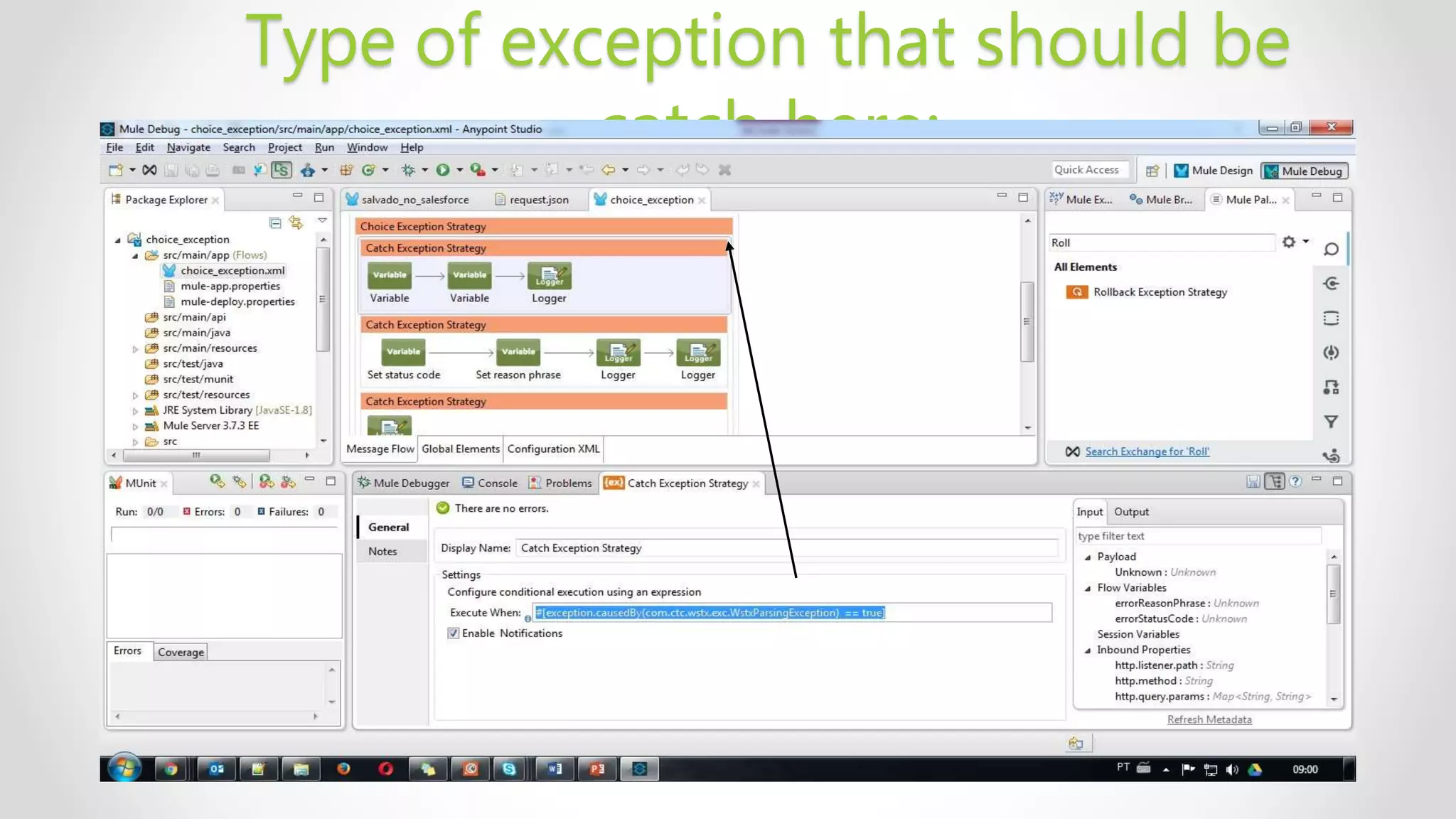 Type of exception that should be
catch here: