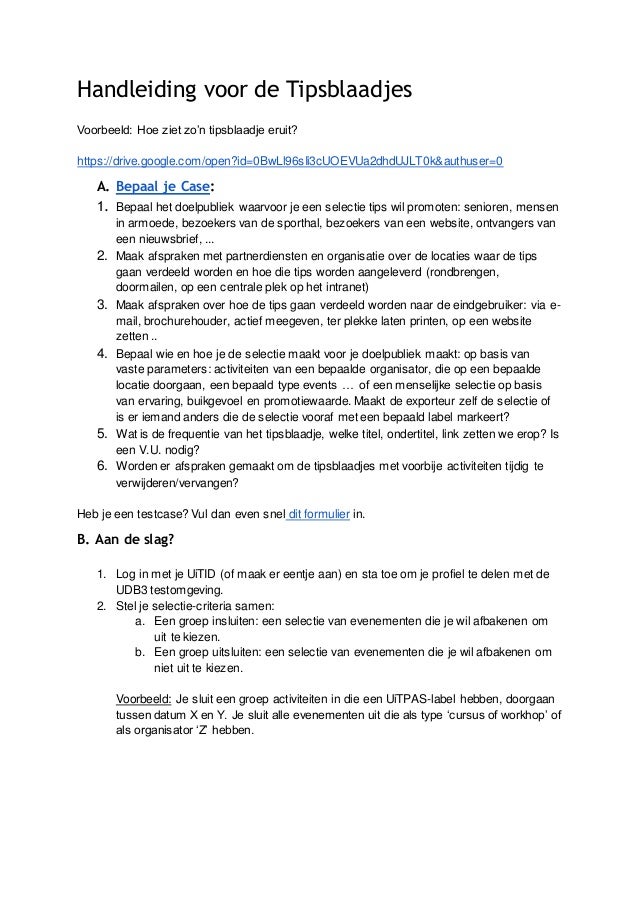 Handleiding tipsrapporten Handleiding tipsrapporten