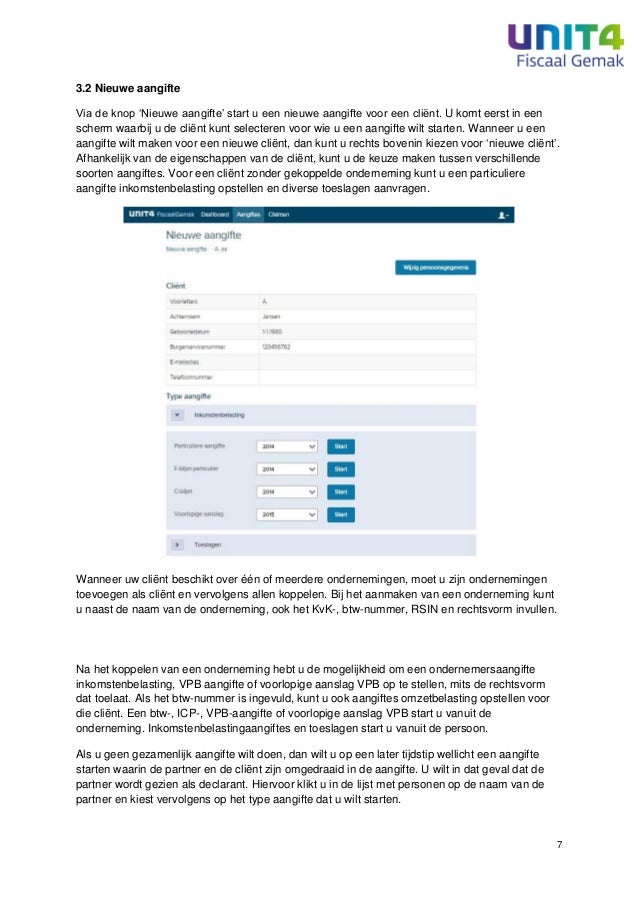 Handleiding unit4 fiscaalgemak (02112015) Handleiding unit4 fiscaalgemak (02112015)