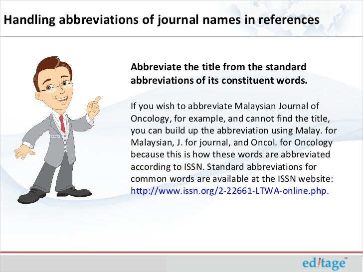 Handling abbreviations of journal names in references