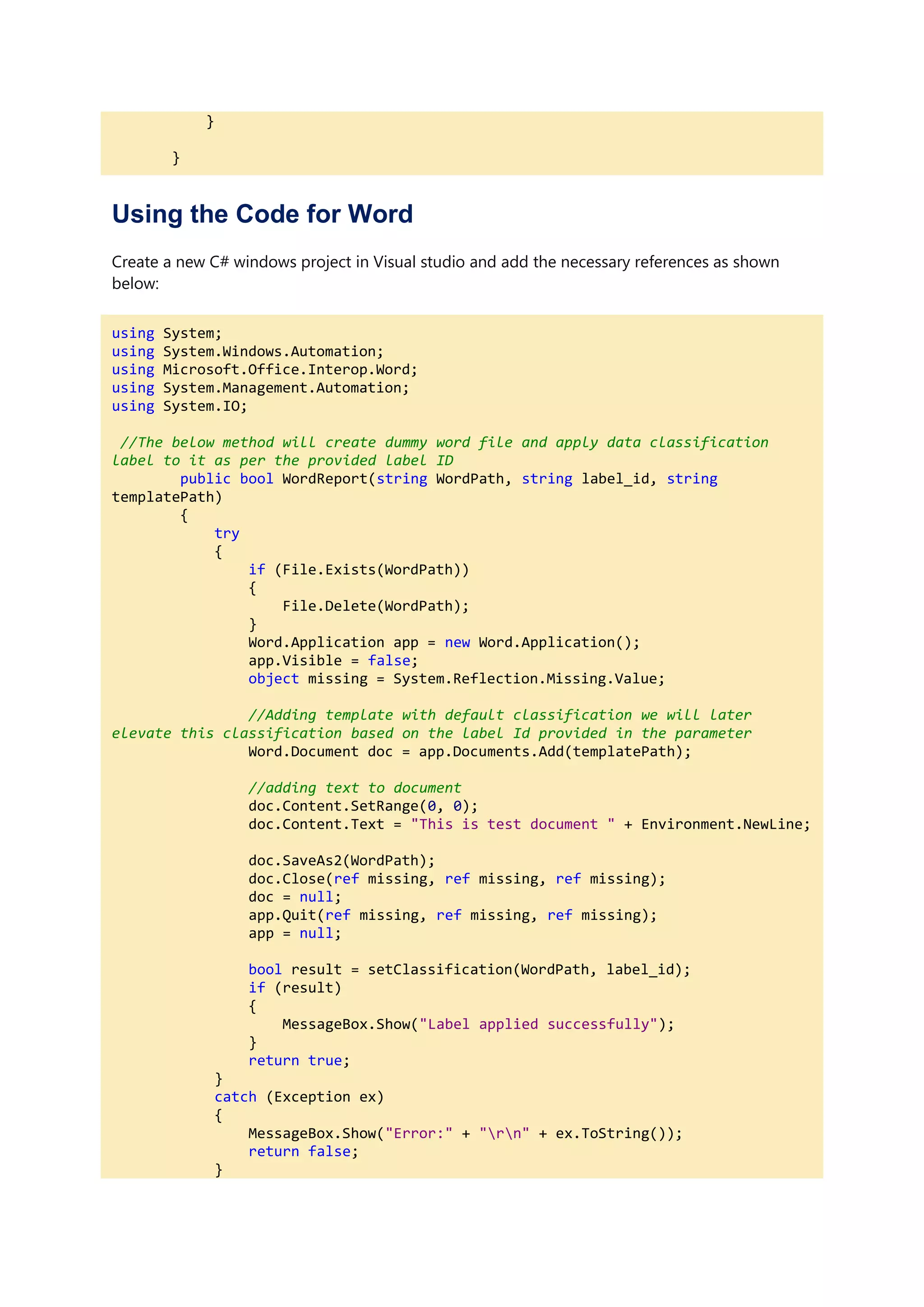 Microsoft Information Protection Implementation using C# and PowerShell ...