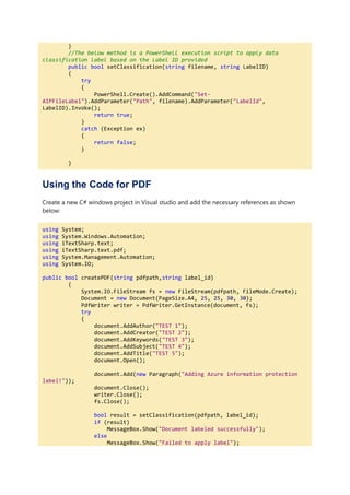 Microsoft Information Protection Implementation using C# and PowerShell ... image.