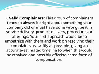 Complainer Name HANDLING COMPLAINT for cuctomer sevice a | PPTX