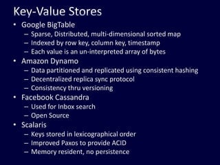 “Append-Only” DataMany Kinds of Computing are “Append-Only”Lots of observations are made about the worldDebits, credits, Purchase-Orders, Customer-Change-Requests, etcAs time moves on, more observations are addedYou can’t change the history but you can add new observationsDerived Results May Be CalculatedEstimate of the “current” inventoryFrequently inaccurateHistoric Rollups Are CalculatedMonthly bank statements