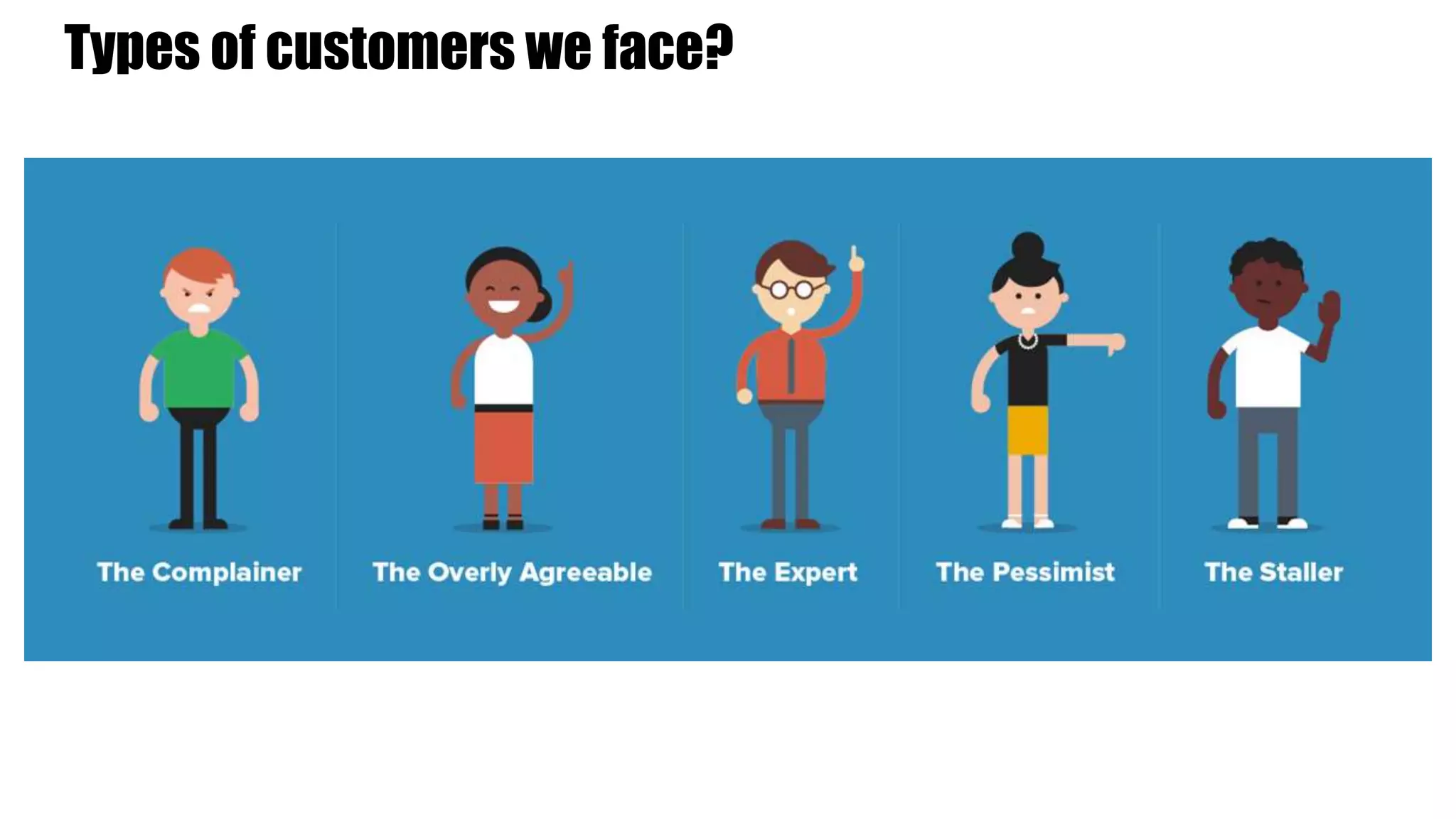 Types of customers we face?
 