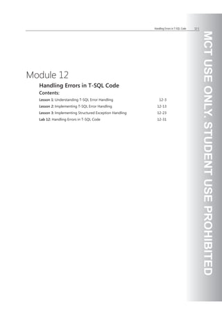 Handling errors in t sql code (1) | PDF