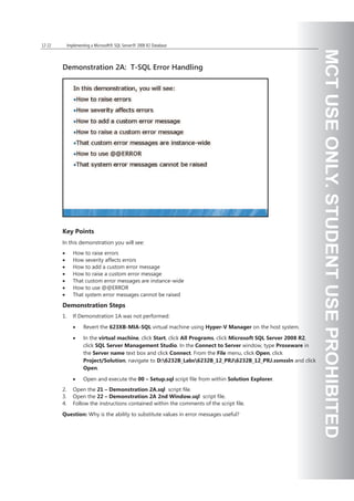 Handling errors in t sql code (1) | PDF