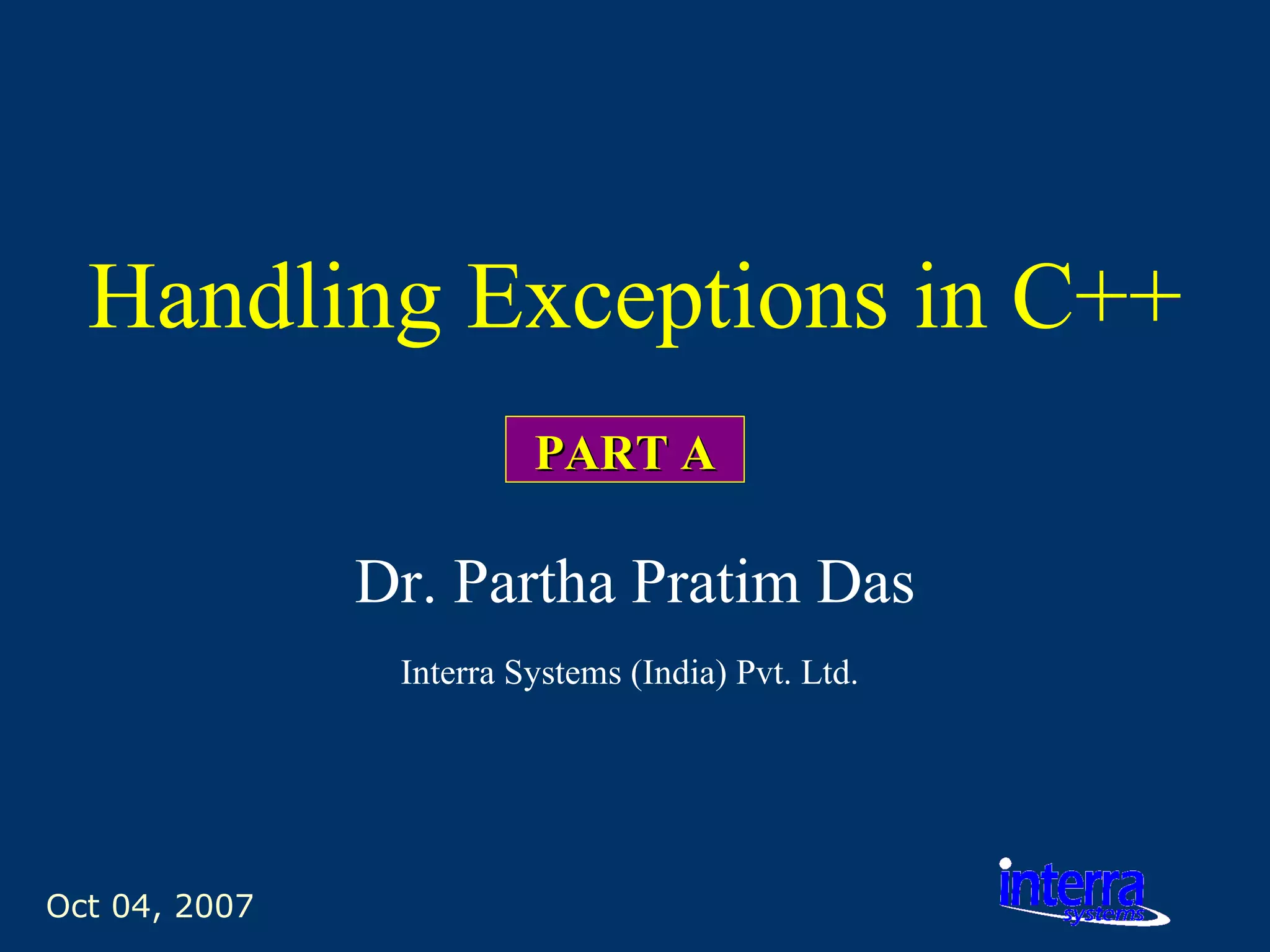Handling Exceptions In C & C++[Part A] PPT