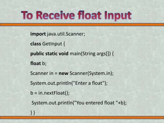 Handling inputs via scanner class | PPT