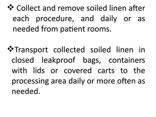 Reject Linen Examples HANDLING LINEN.pp IN infection, prevention | PPTX