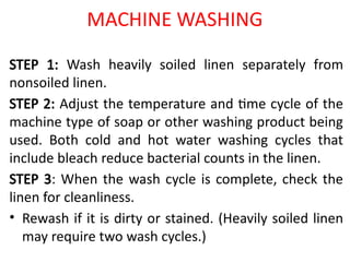 Linen Rinse Method Infection Control HANDLING LINEN.pp IN infection, prevention | PPTX