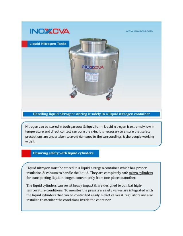 Handling liquid nitrogen storing it safely in a liquid nitrogen container