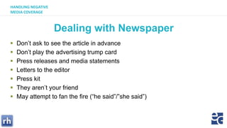 Negative Media Text Handling negative media coverage | PPTX
