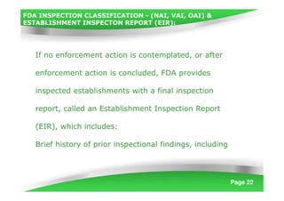 Handling of a fda inspection [compatibility mode] | PDF