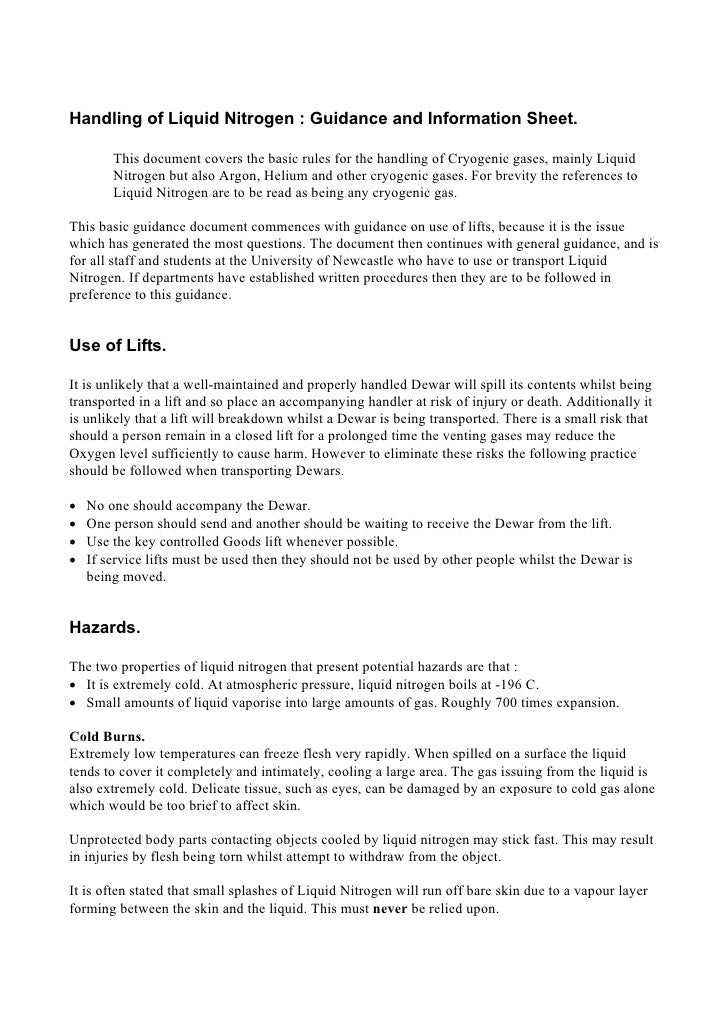 Handling Of Liquid Nitrogen Manipulacion De Nitrogeno Liquido