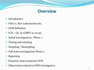 Oos Regulation Fda Chart.pdf Handling of OOS Dr.A. Amsavel | PDF