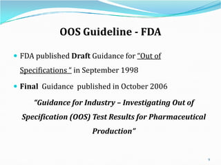 Oos Regulation Fda Chart.pdf Handling of OOS Dr.A. Amsavel | PDF