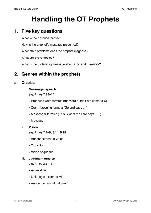 BC2. Handling the OT prophets PDF Christianity Religion