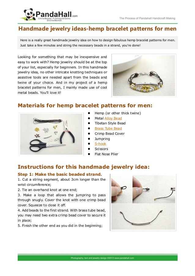 Hemp bracelet patterns for men