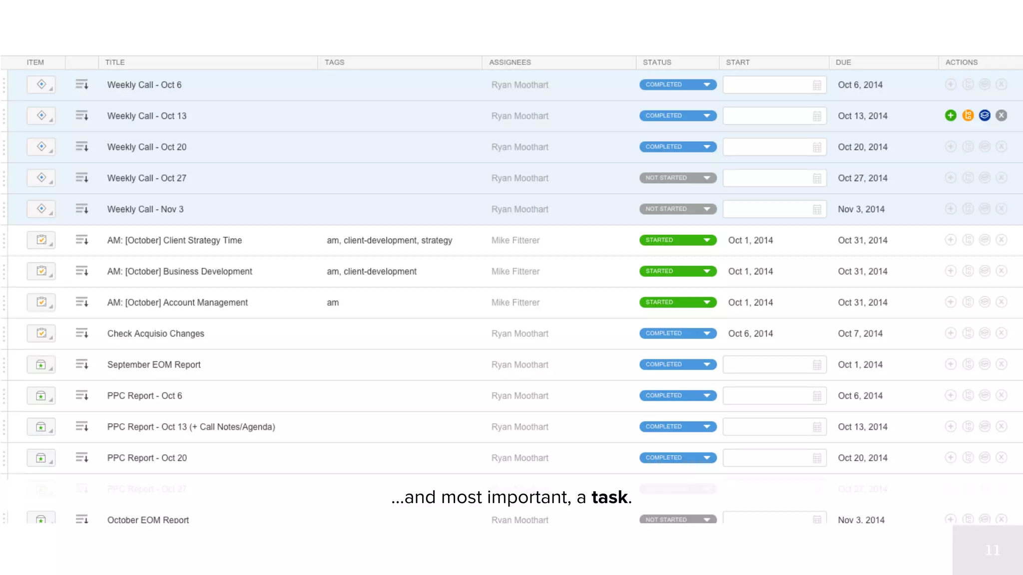 …and most important, a task. 
 