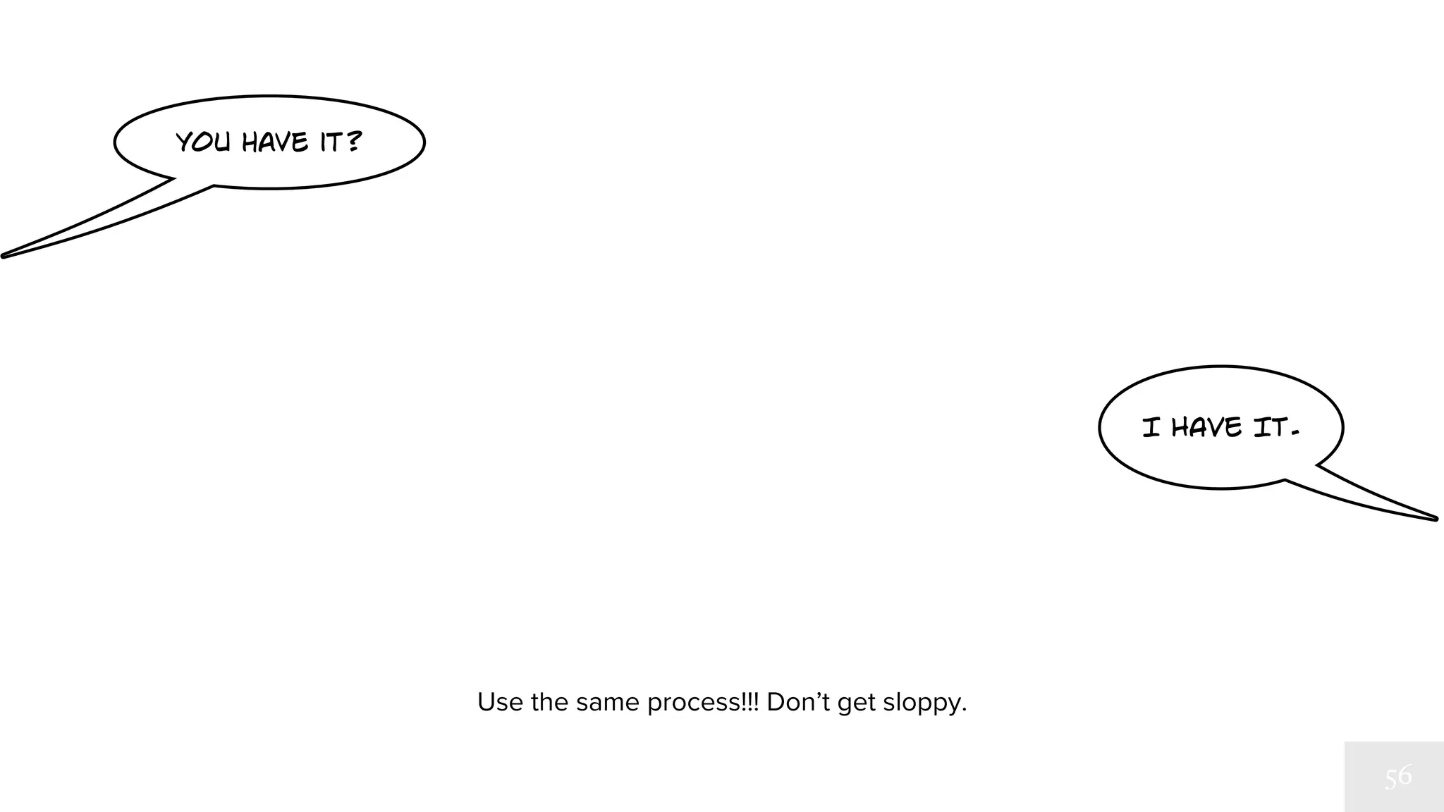 you have it? 
I HAVE IT. 
Use the same process!!! Don’t get sloppy. 
 