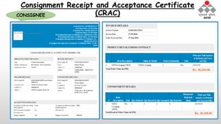 Consignment Receipt and Acceptance Certificate
(CRAC)CONSIGNEE
 